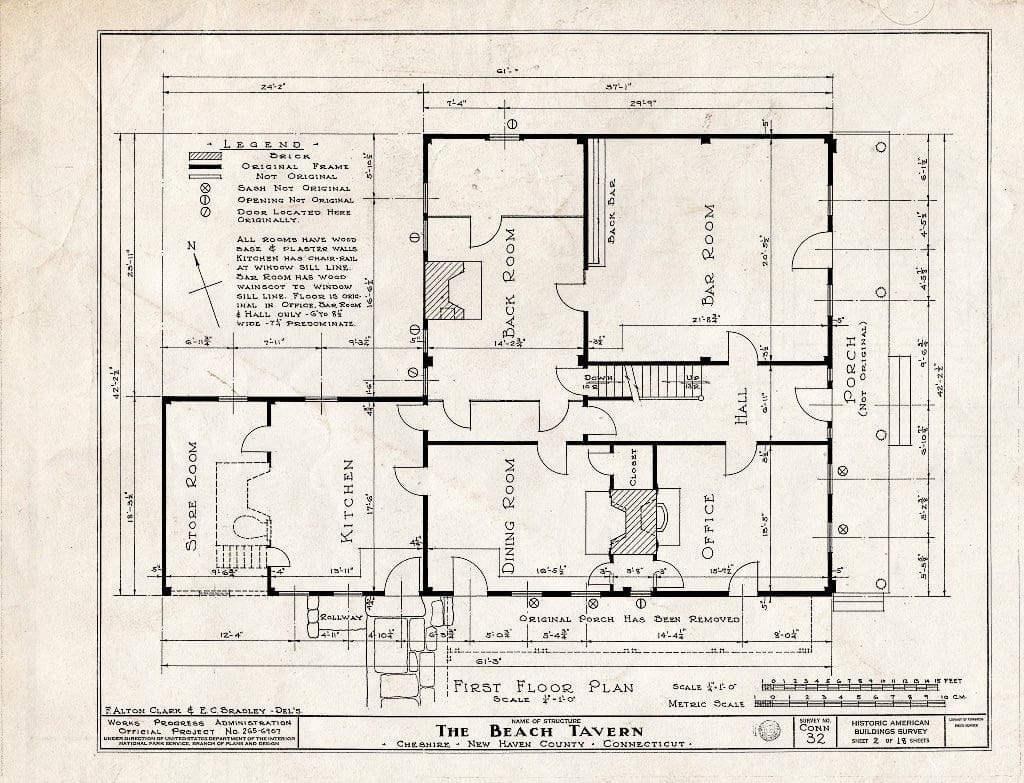 Blueprint HABS Conn,5-CHESH,1- (Sheet 2 of 18) - Beach Tavern, Main Street, Cheshire, New Haven County, CT