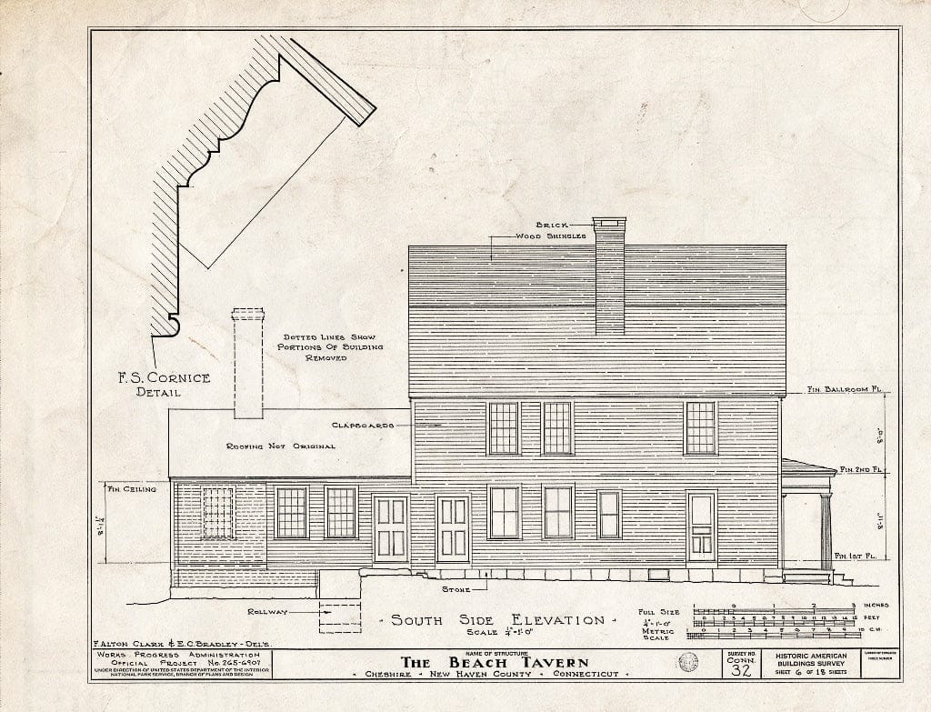 Blueprint HABS Conn,5-CHESH,1- (Sheet 6 of 18) - Beach Tavern, Main Street, Cheshire, New Haven County, CT