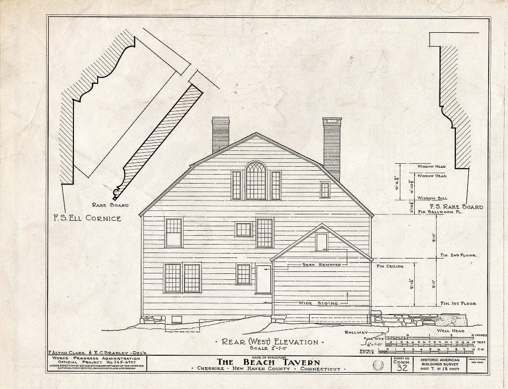 Blueprint HABS Conn,5-CHESH,1- (Sheet 7 of 18) - Beach Tavern, Main Street, Cheshire, New Haven County, CT