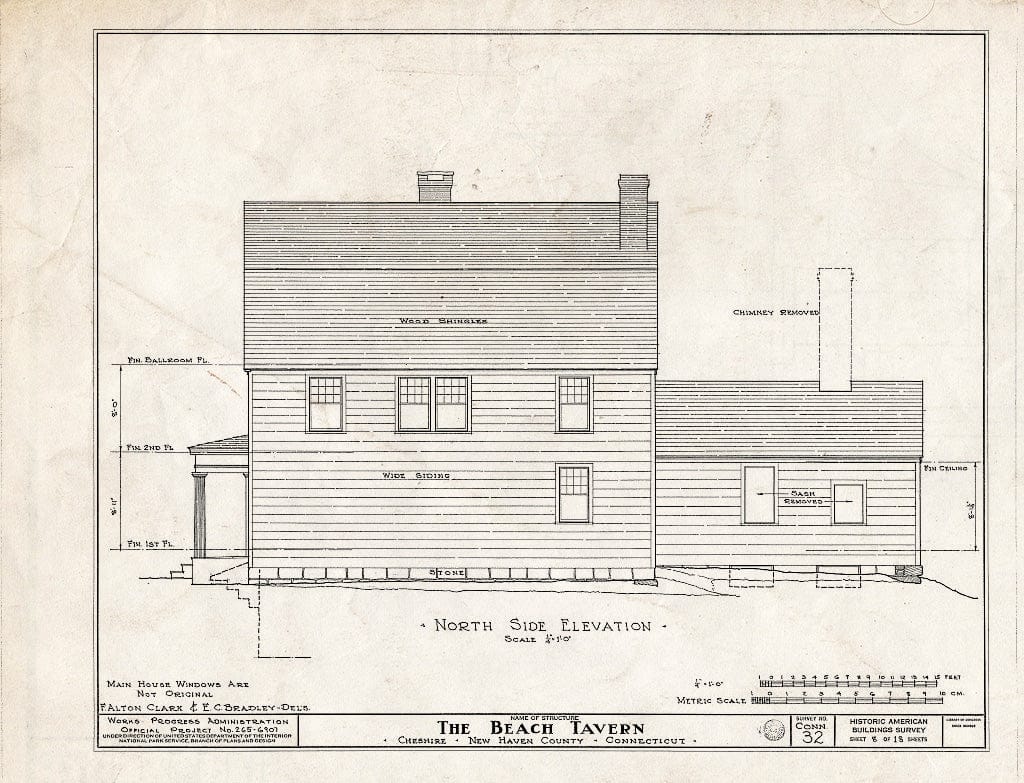 Blueprint HABS Conn,5-CHESH,1- (Sheet 8 of 18) - Beach Tavern, Main Street, Cheshire, New Haven County, CT