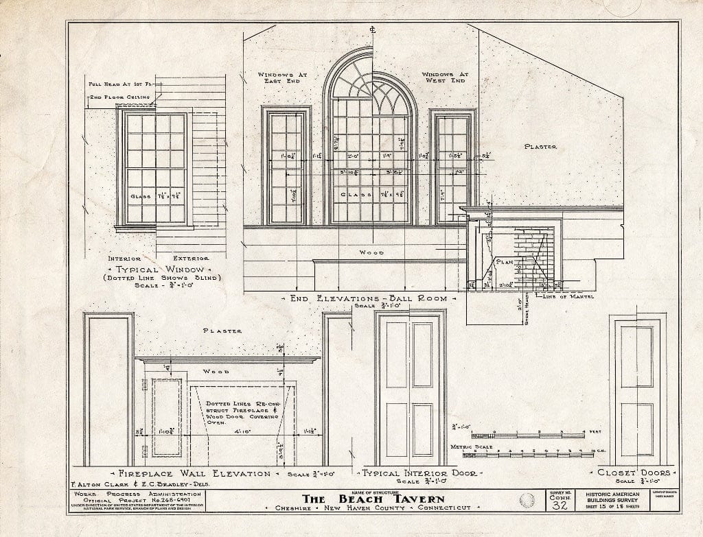 Blueprint HABS Conn,5-CHESH,1- (Sheet 15 of 18) - Beach Tavern, Main Street, Cheshire, New Haven County, CT