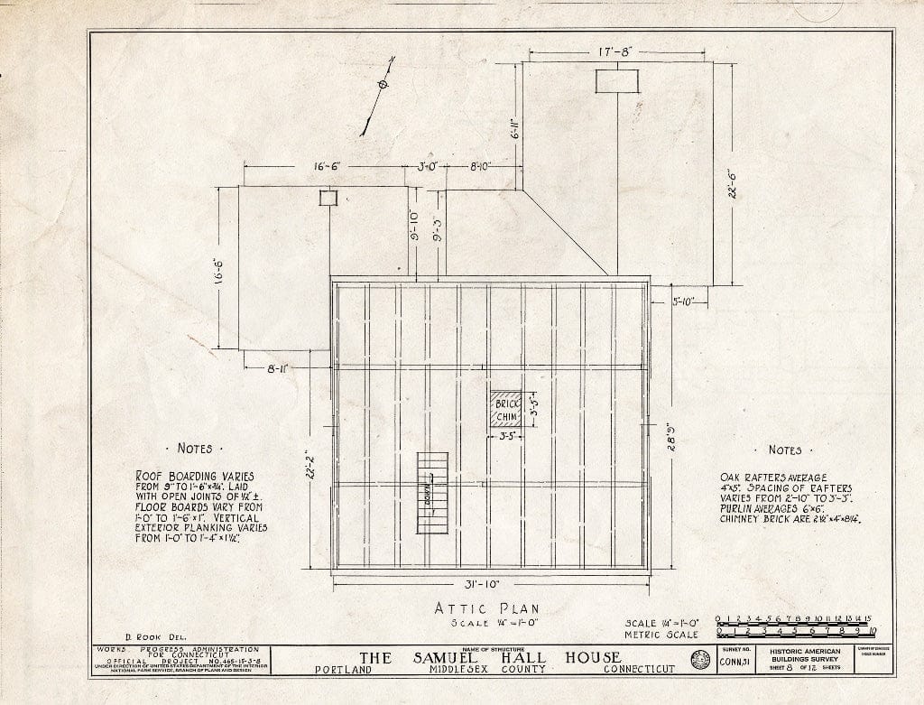 Blueprint HABS Conn,4-Port,1- (Sheet 8 of 12) - Samuel Hall House, 478 Main Street, Portland, Middlesex County, CT