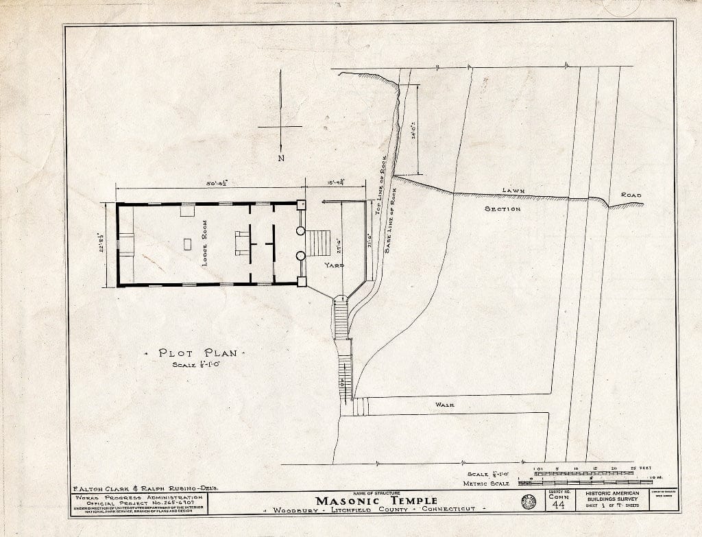 Blueprint HABS Conn,3-WOO,4- (Sheet 1 of 9) - King Solomon's Lodge, State Route 202, Woodbury, Litchfield County, CT