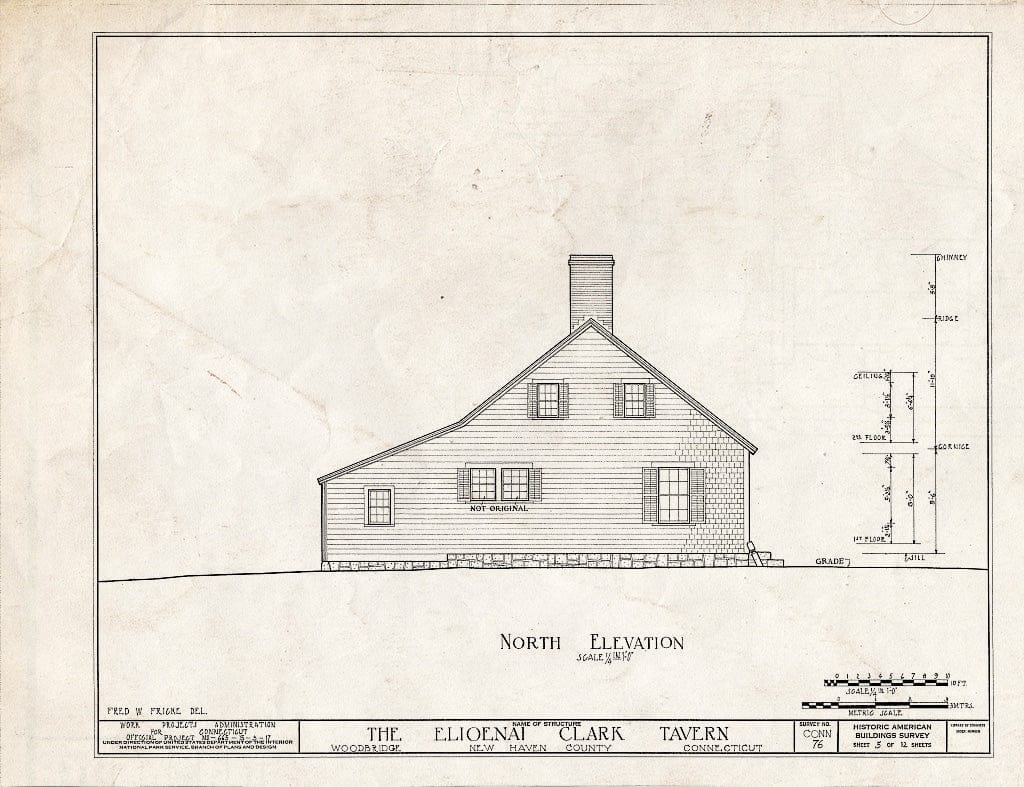 Blueprint HABS Conn,5-Wood,1- (Sheet 5 of 12) - Elioenai Clark Tavern, Old Litchfield Turnpike, Woodbridge, New Haven County, CT