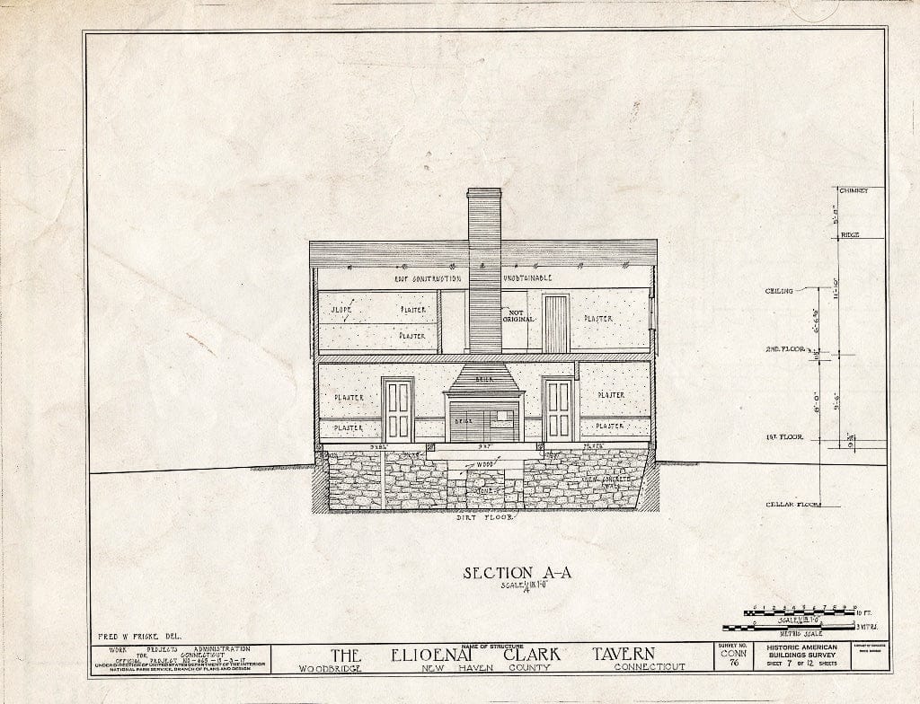 Blueprint HABS Conn,5-Wood,1- (Sheet 7 of 12) - Elioenai Clark Tavern, Old Litchfield Turnpike, Woodbridge, New Haven County, CT
