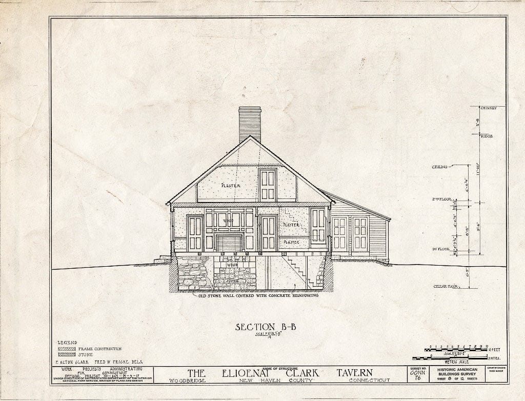 Blueprint HABS Conn,5-Wood,1- (Sheet 8 of 12) - Elioenai Clark Tavern, Old Litchfield Turnpike, Woodbridge, New Haven County, CT
