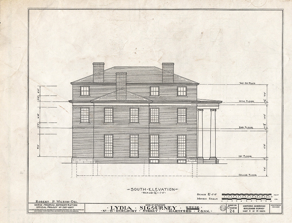 Blueprint HABS Conn,2-HARF,2- (Sheet 3 of 15) - Lydia Sigourney House, 15 Hurlburt Street, Hartford, Hartford County, CT