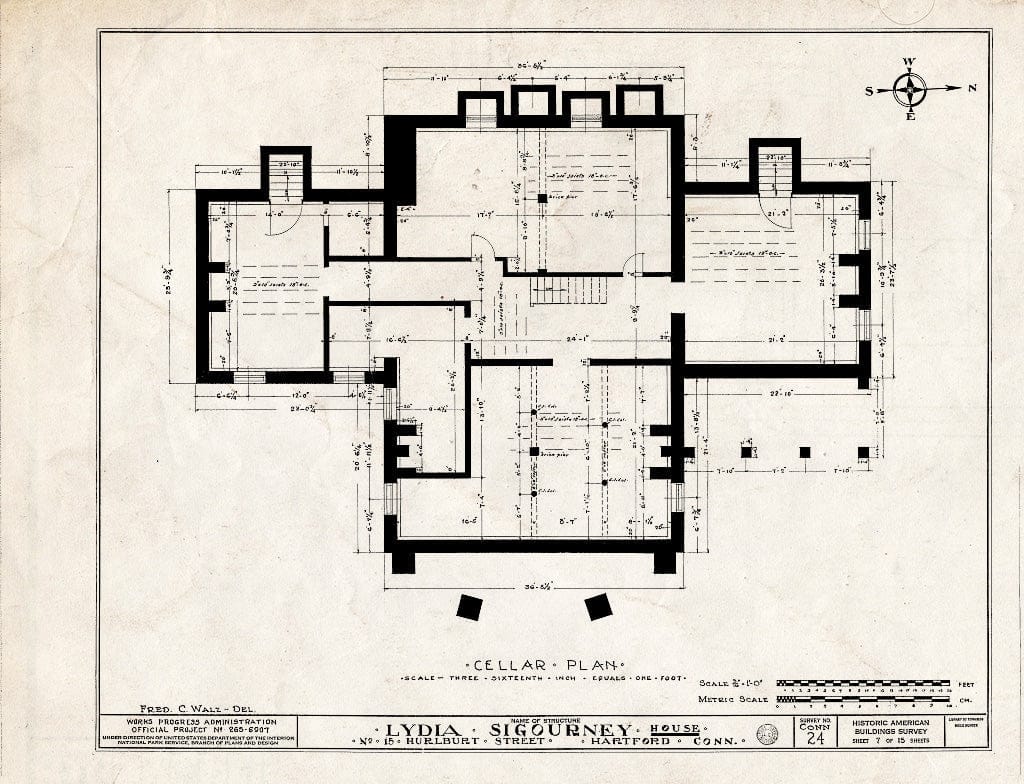 Blueprint HABS Conn,2-HARF,2- (Sheet 7 of 15) - Lydia Sigourney House, 15 Hurlburt Street, Hartford, Hartford County, CT