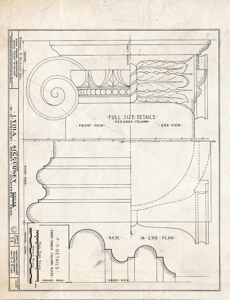 Blueprint HABS Conn,2-HARF,2- (Sheet 12 of 15) - Lydia Sigourney House, 15 Hurlburt Street, Hartford, Hartford County, CT