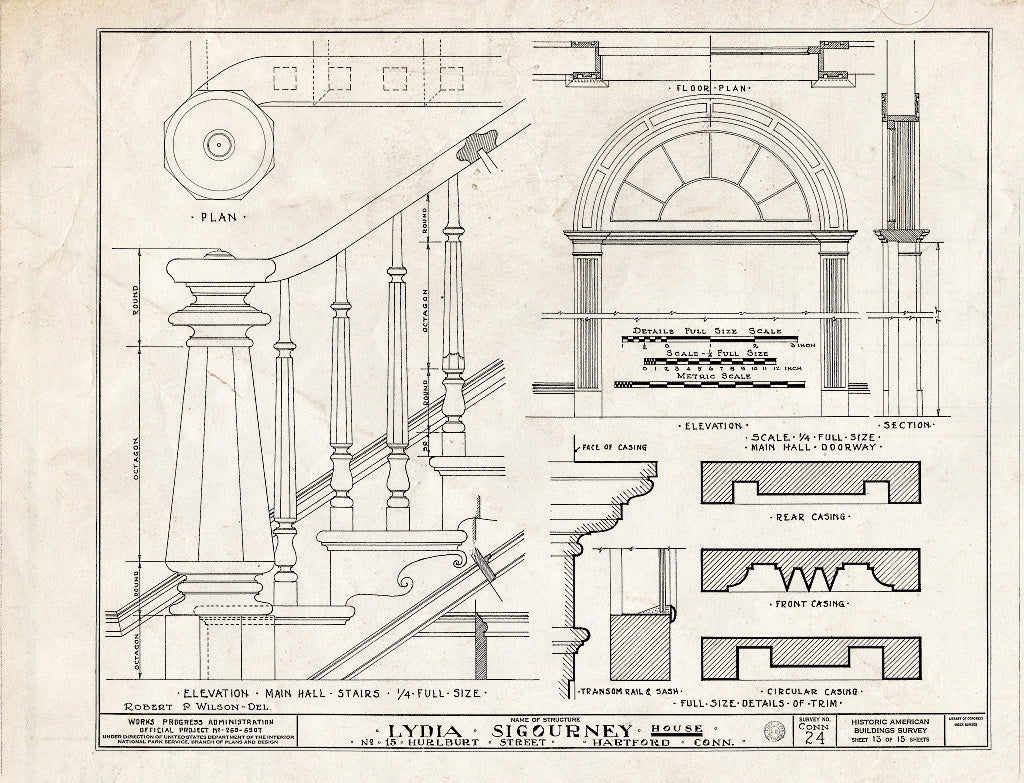 Blueprint HABS Conn,2-HARF,2- (Sheet 13 of 15) - Lydia Sigourney House, 15 Hurlburt Street, Hartford, Hartford County, CT