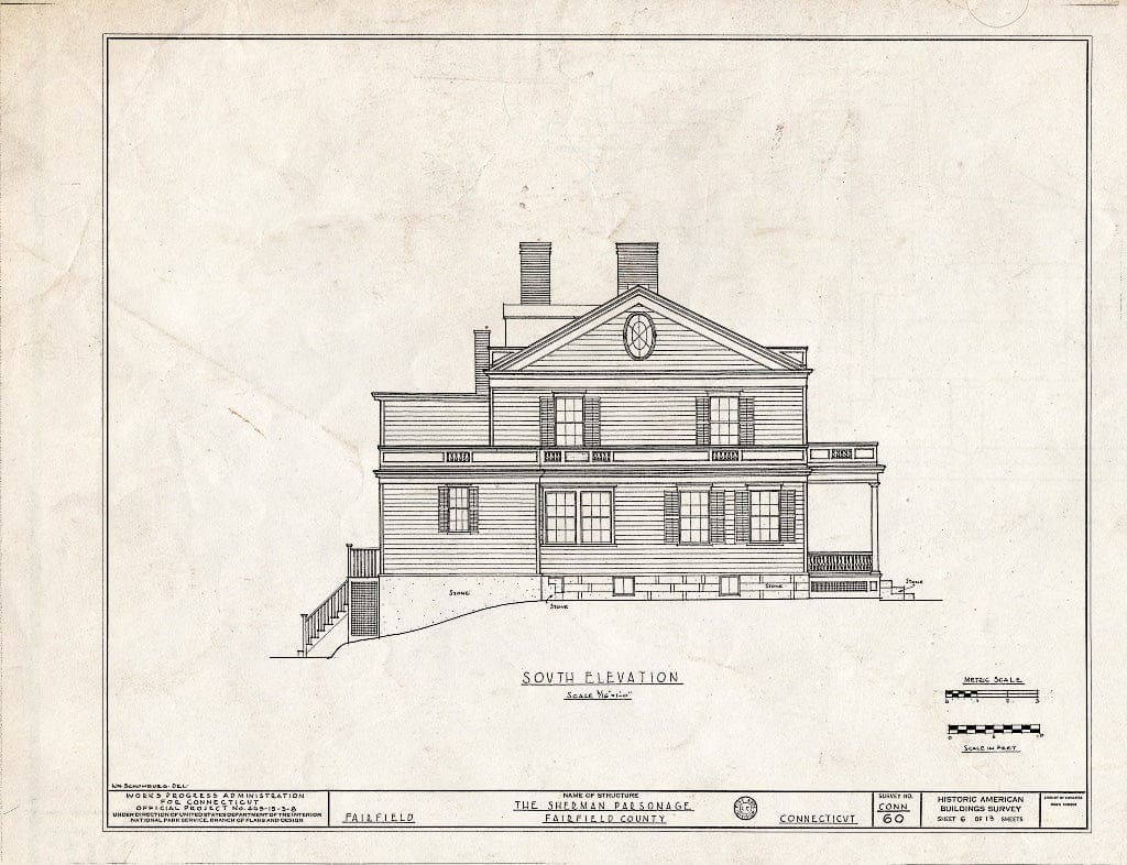 Blueprint HABS Conn,1-FAIRF,4- (Sheet 6 of 13) - Judge Roger M. Sherman House, 500 Old Post Road, Fairfield, Fairfield County, CT