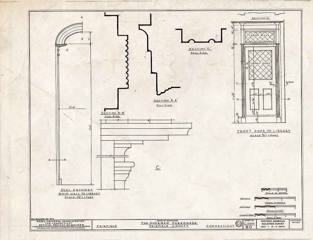 Blueprint HABS Conn,1-FAIRF,4- (Sheet 7 of 13) - Judge Roger M. Sherman House, 500 Old Post Road, Fairfield, Fairfield County, CT