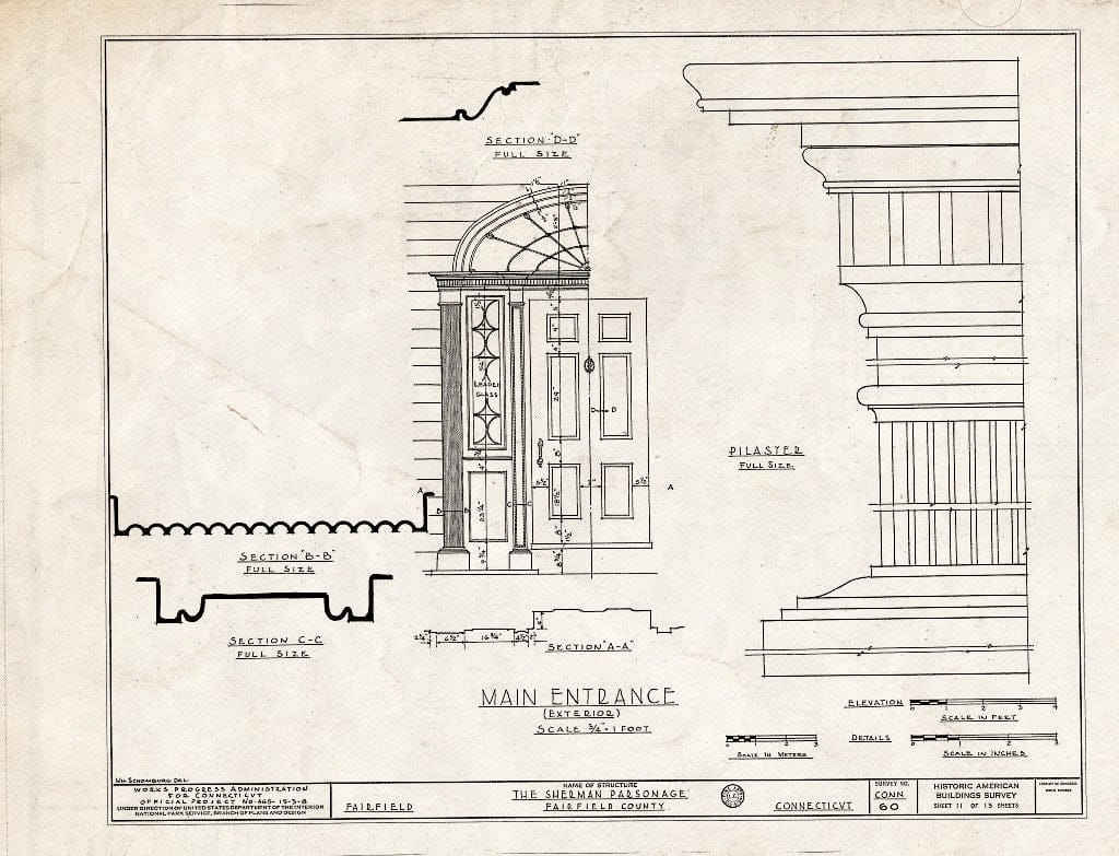 Blueprint HABS Conn,1-FAIRF,4- (Sheet 11 of 13) - Judge Roger M. Sherman House, 500 Old Post Road, Fairfield, Fairfield County, CT