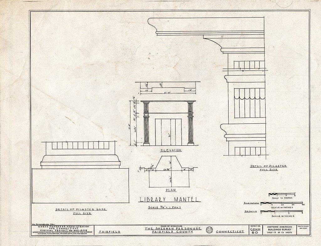 Blueprint HABS Conn,1-FAIRF,4- (Sheet 13 of 13) - Judge Roger M. Sherman House, 500 Old Post Road, Fairfield, Fairfield County, CT