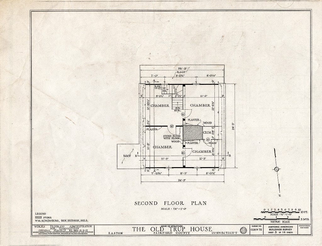 Blueprint HABS Conn,1-EATO,1- (Sheet 3 of 14) - Rudolph Trup House, Rock House Road, Easton, Fairfield County, CT