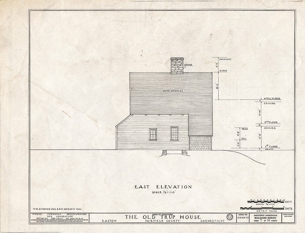 Blueprint HABS Conn,1-EATO,1- (Sheet 7 of 14) - Rudolph Trup House, Rock House Road, Easton, Fairfield County, CT