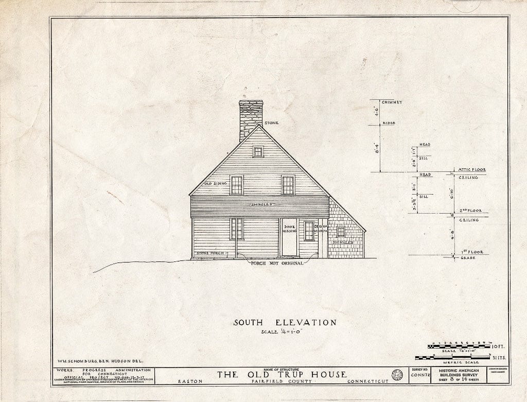 Blueprint HABS Conn,1-EATO,1- (Sheet 8 of 14) - Rudolph Trup House, Rock House Road, Easton, Fairfield County, CT