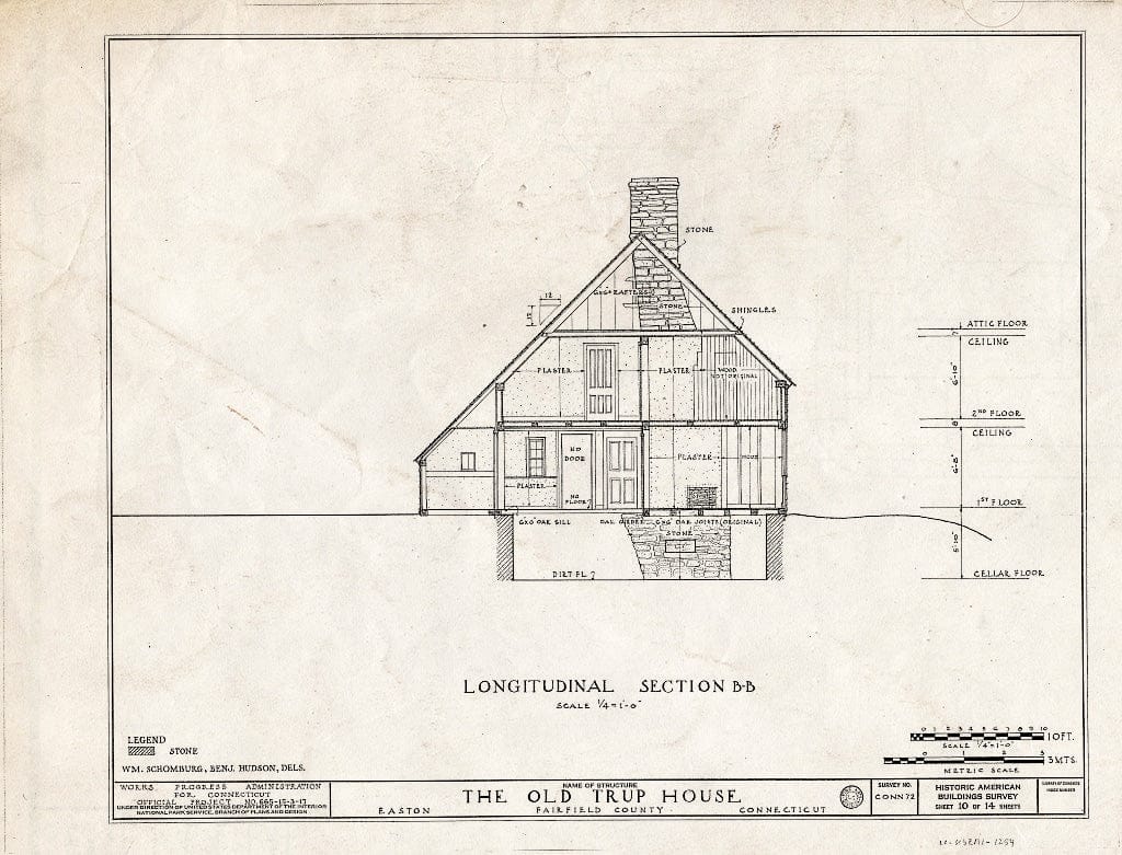 Blueprint HABS Conn,1-EATO,1- (Sheet 10 of 14) - Rudolph Trup House, Rock House Road, Easton, Fairfield County, CT