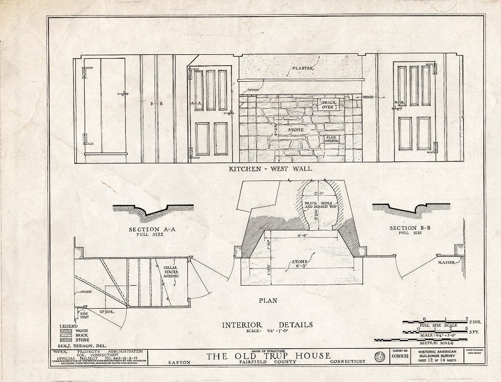 Blueprint HABS Conn,1-EATO,1- (Sheet 12 of 14) - Rudolph Trup House, Rock House Road, Easton, Fairfield County, CT