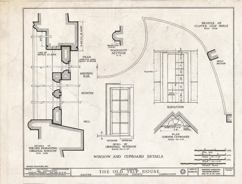 Blueprint HABS Conn,1-EATO,1- (Sheet 13 of 14) - Rudolph Trup House, Rock House Road, Easton, Fairfield County, CT