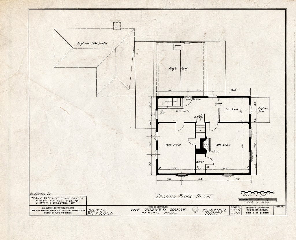 Blueprint HABS Conn,1-DAR,2- (Sheet 2 of 8) - Clock-Turner House, 1830 Boston Post Road, Darien, Fairfield County, CT