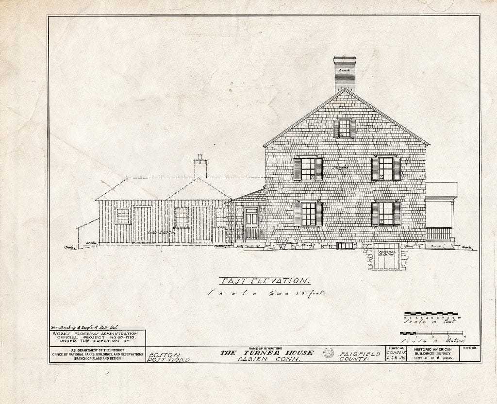 Blueprint HABS Conn,1-DAR,2- (Sheet 5 of 8) - Clock-Turner House, 1830 Boston Post Road, Darien, Fairfield County, CT