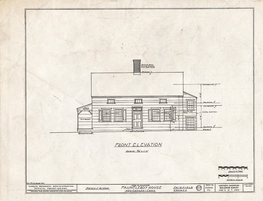 Blueprint HABS Conn,1-NECA.V,1- (Sheet 3 of 9) - Fauntleroy House, Ponus Ridge, New Canaan, Fairfield County, CT