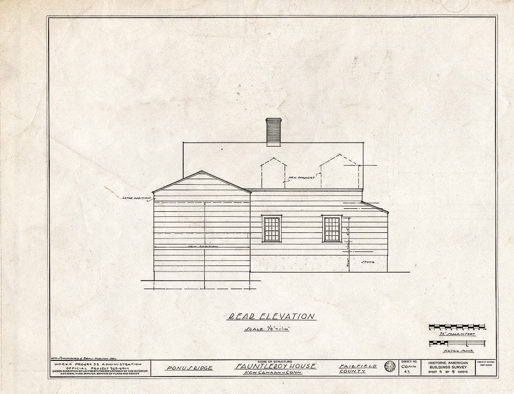 Blueprint HABS Conn,1-NECA.V,1- (Sheet 5 of 9) - Fauntleroy House, Ponus Ridge, New Canaan, Fairfield County, CT