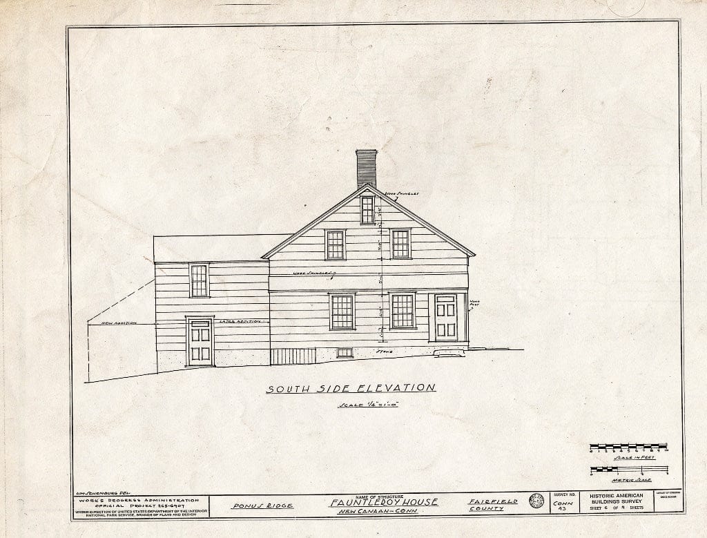 Blueprint HABS Conn,1-NECA.V,1- (Sheet 6 of 9) - Fauntleroy House, Ponus Ridge, New Canaan, Fairfield County, CT