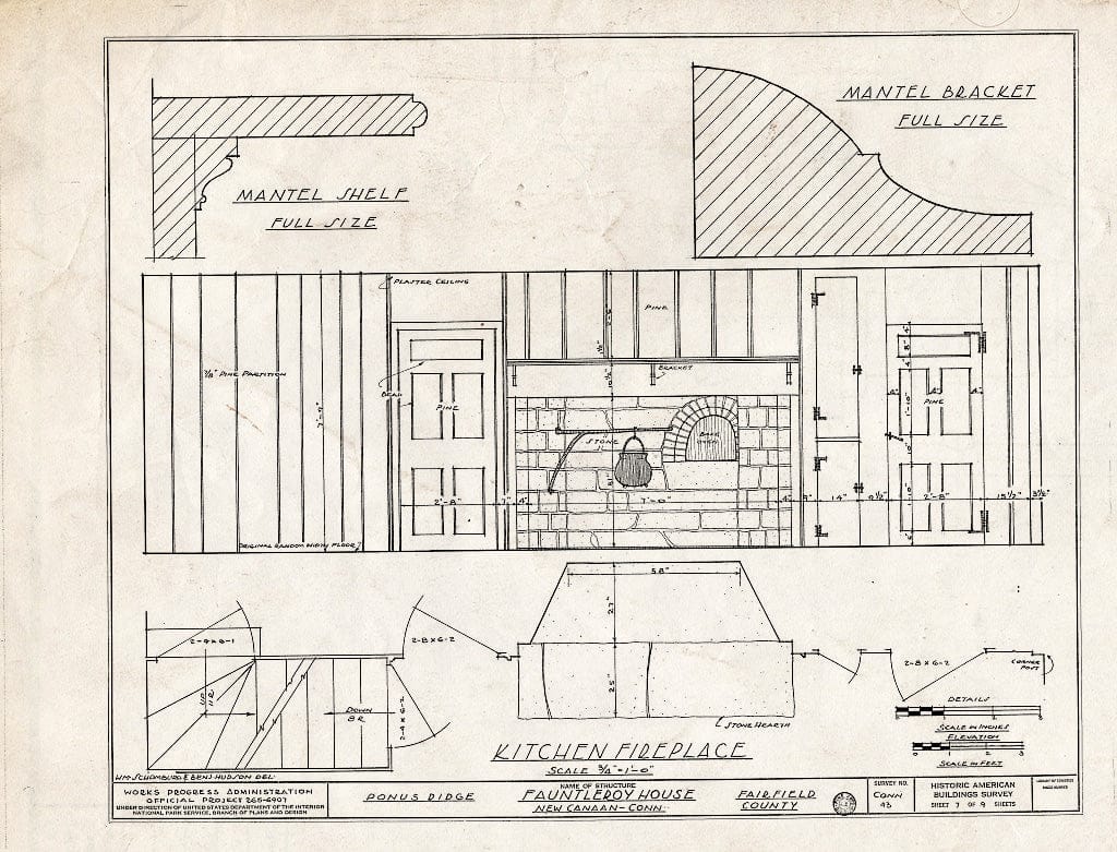 Blueprint HABS Conn,1-NECA.V,1- (Sheet 7 of 9) - Fauntleroy House, Ponus Ridge, New Canaan, Fairfield County, CT