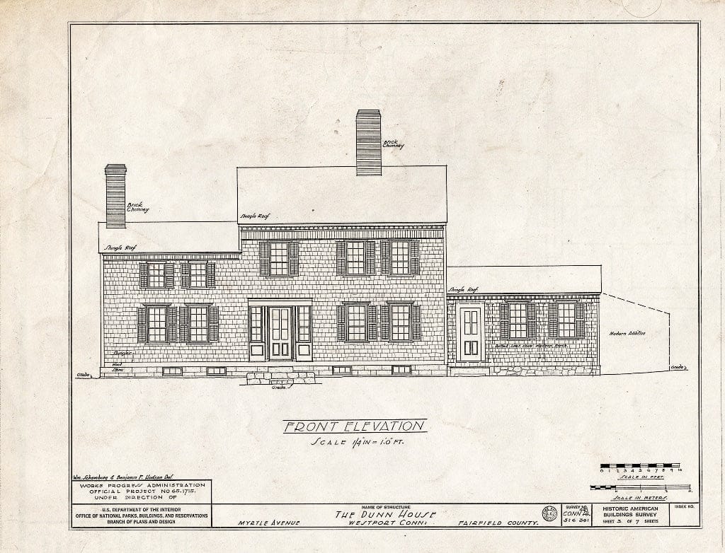 Blueprint HABS Conn,1-WESPO,1- (Sheet 3 of 7) - Dunn House, Myrtle Avenue, Westport, Fairfield County, CT