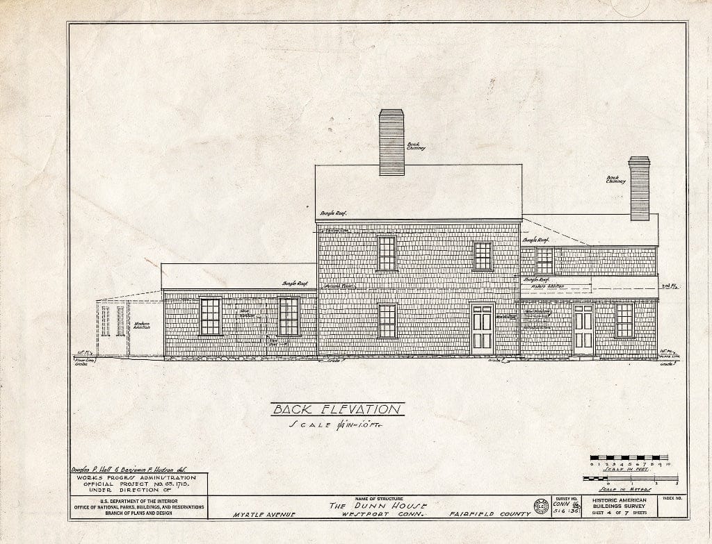 Blueprint HABS Conn,1-WESPO,1- (Sheet 4 of 7) - Dunn House, Myrtle Avenue, Westport, Fairfield County, CT