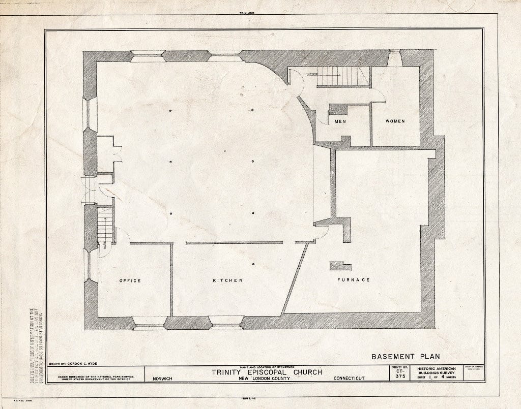 Blueprint HABS Conn,6-NOR,19- (Sheet 1 of 4) - Trinity Episcopal Church, Norwich, New London County, CT