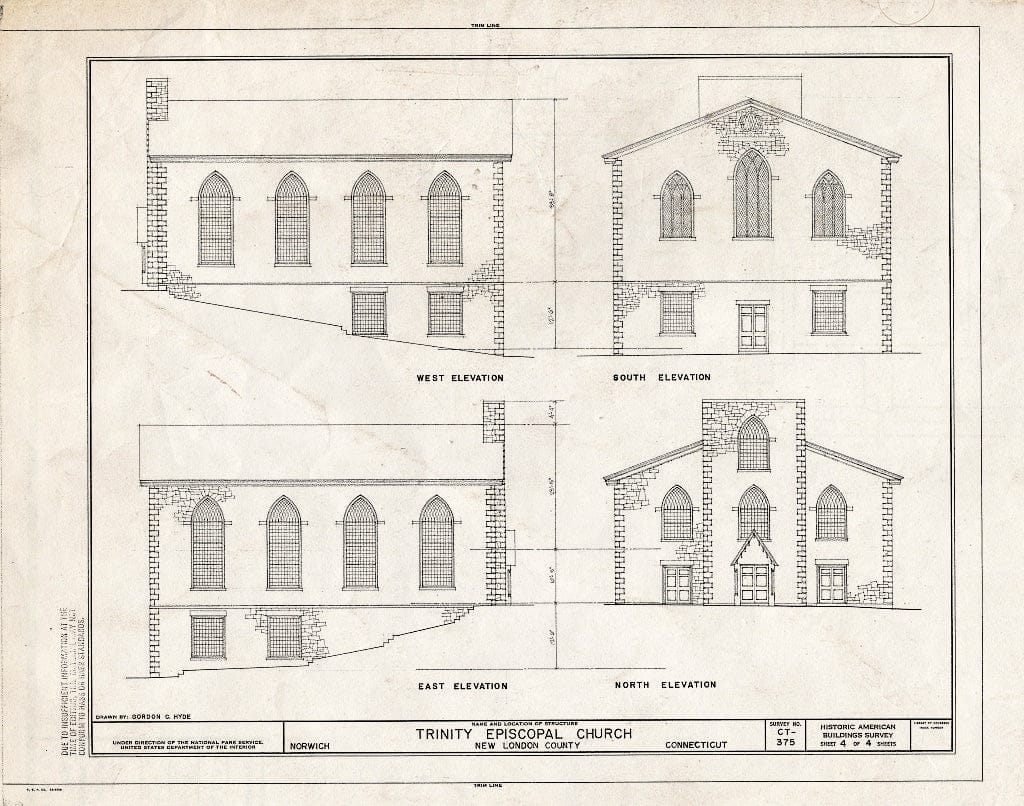Blueprint HABS Conn,6-NOR,19- (Sheet 4 of 4) - Trinity Episcopal Church, Norwich, New London County, CT