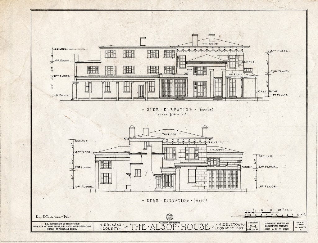 Blueprint HABS Conn,4-MIDTO,3- (Sheet 2 of 7) - Richard Alsop House, Middletown, Middlesex County, CT