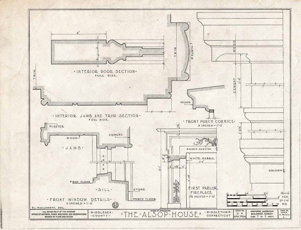 Blueprint HABS Conn,4-MIDTO,3- (Sheet 7 of 7) - Richard Alsop House, Middletown, Middlesex County, CT