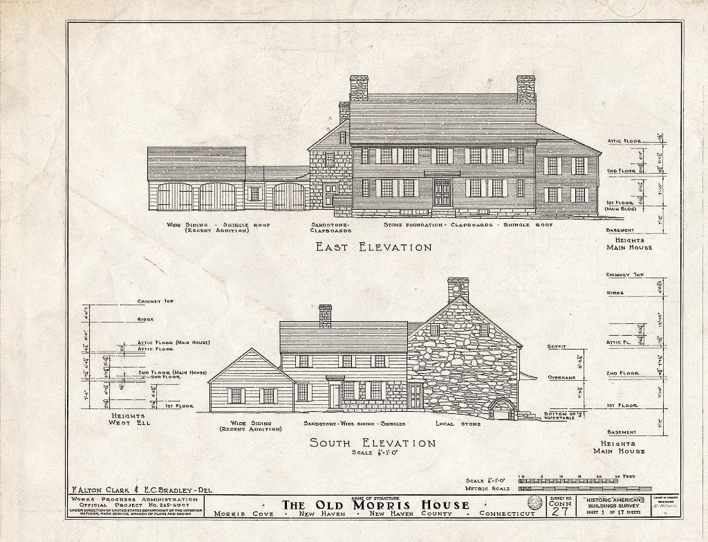 Blueprint HABS Conn,5-NEWHA,8- (Sheet 1 of 17) - John Morris House, Lighthouse Road & Morris Avenue, New Haven, New Haven County, CT