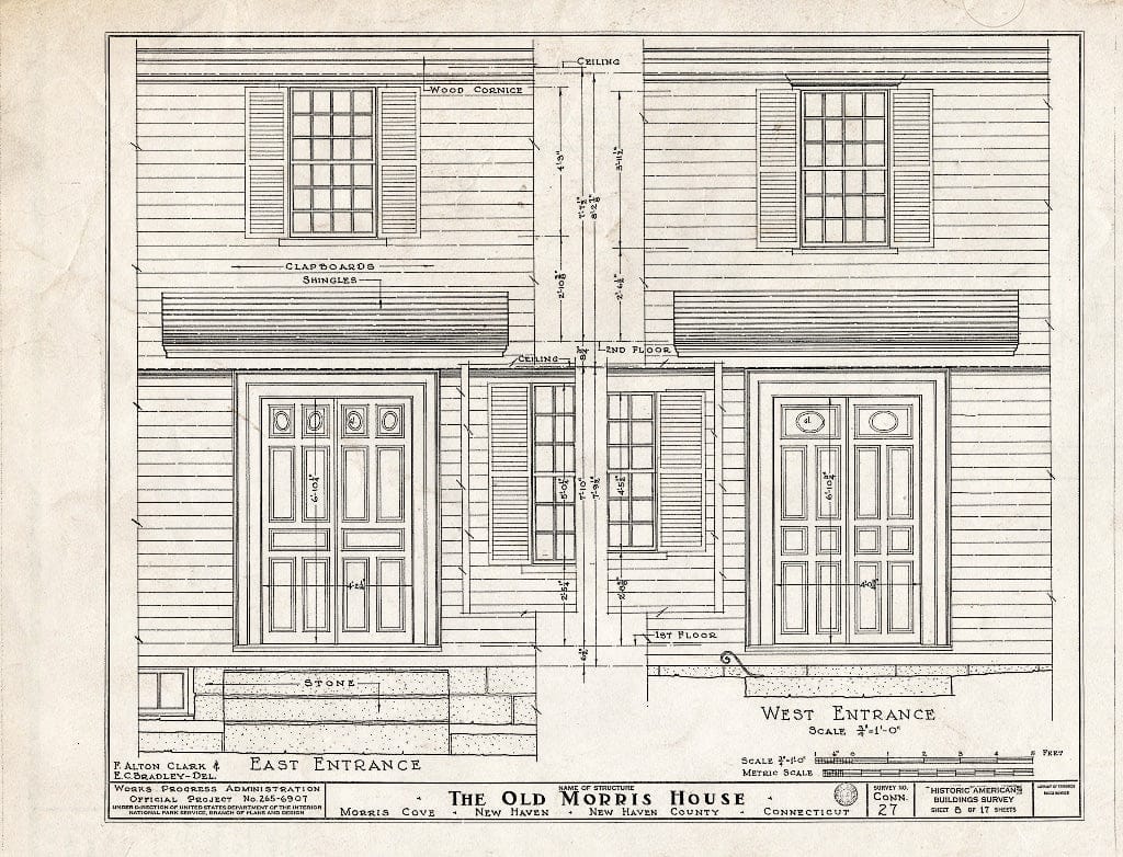 Blueprint HABS Conn,5-NEWHA,8- (Sheet 8 of 17) - John Morris House, Lighthouse Road & Morris Avenue, New Haven, New Haven County, CT