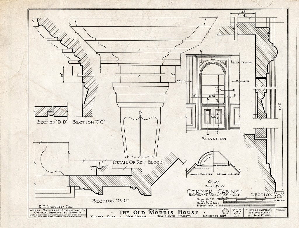 Blueprint HABS Conn,5-NEWHA,8- (Sheet 14 of 17) - John Morris House, Lighthouse Road & Morris Avenue, New Haven, New Haven County, CT