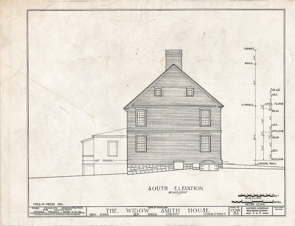 Blueprint HABS Conn,5-NEWHA,10- (Sheet 6 of 19) - Widow Smith House, 1706 Quinnipiac Avenue, New Haven, New Haven County, CT