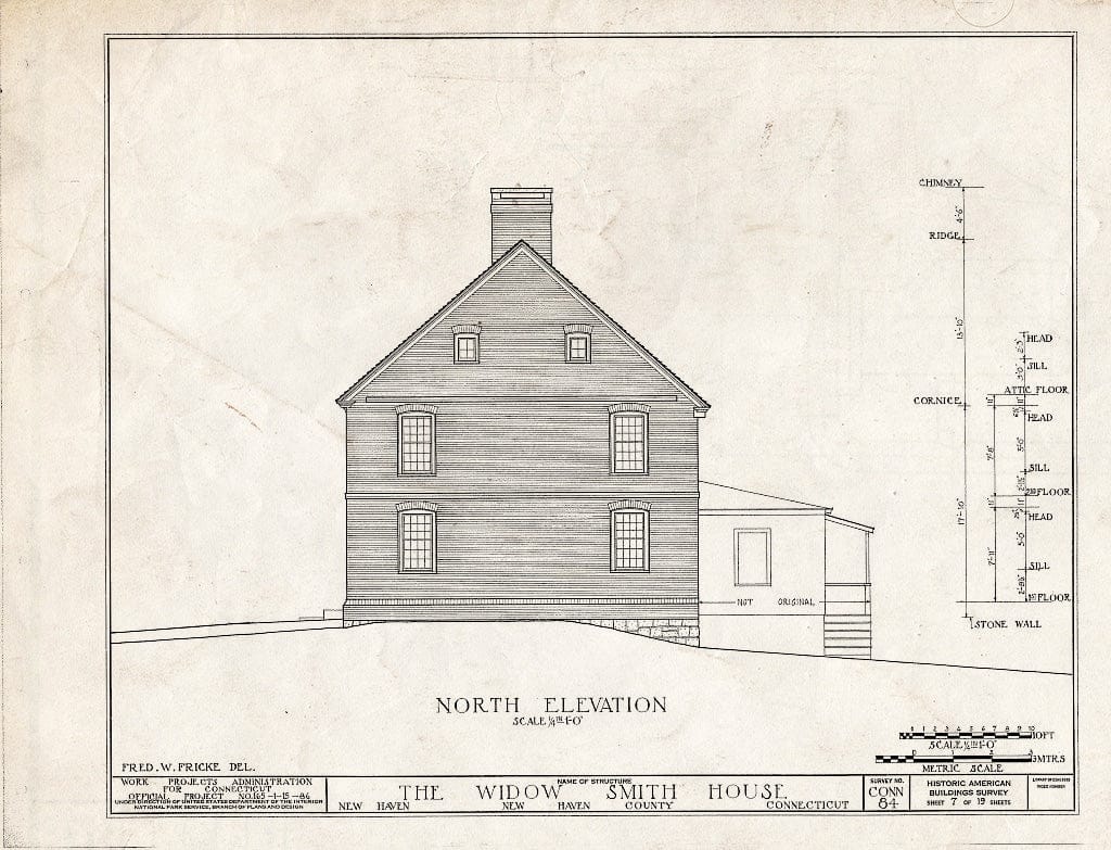 Blueprint HABS Conn,5-NEWHA,10- (Sheet 7 of 19) - Widow Smith House, 1706 Quinnipiac Avenue, New Haven, New Haven County, CT
