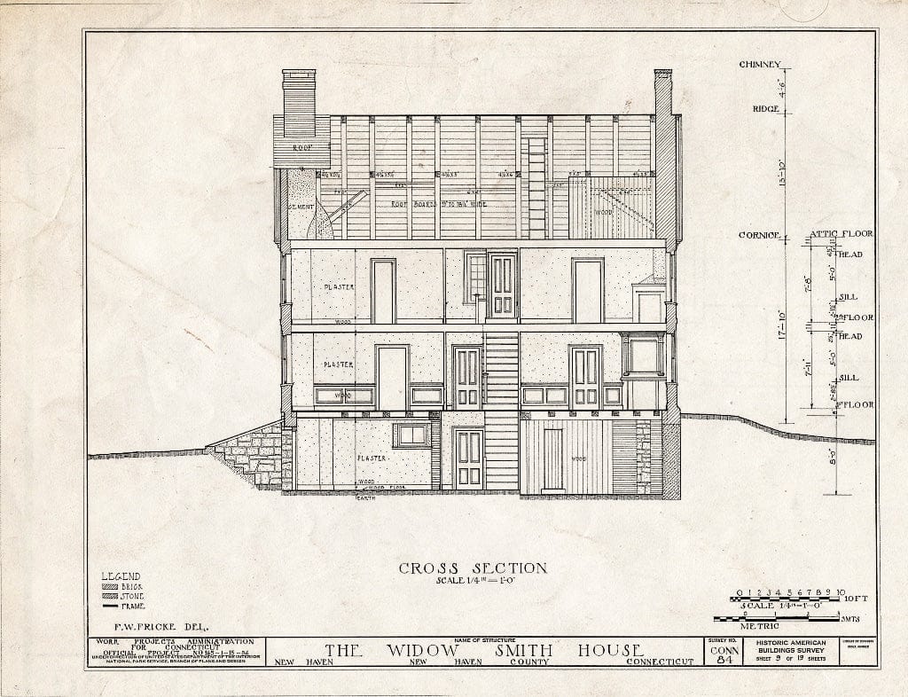 Blueprint HABS Conn,5-NEWHA,10- (Sheet 9 of 19) - Widow Smith House, 1706 Quinnipiac Avenue, New Haven, New Haven County, CT