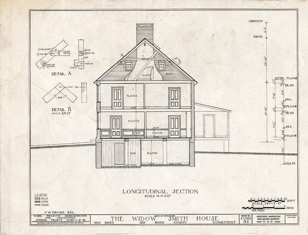 Blueprint HABS Conn,5-NEWHA,10- (Sheet 10 of 19) - Widow Smith House, 1706 Quinnipiac Avenue, New Haven, New Haven County, CT