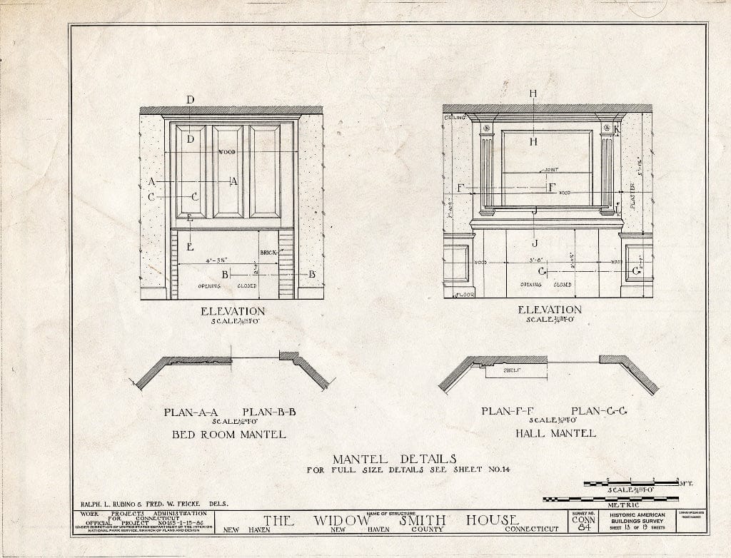 Blueprint HABS Conn,5-NEWHA,10- (Sheet 13 of 19) - Widow Smith House, 1706 Quinnipiac Avenue, New Haven, New Haven County, CT