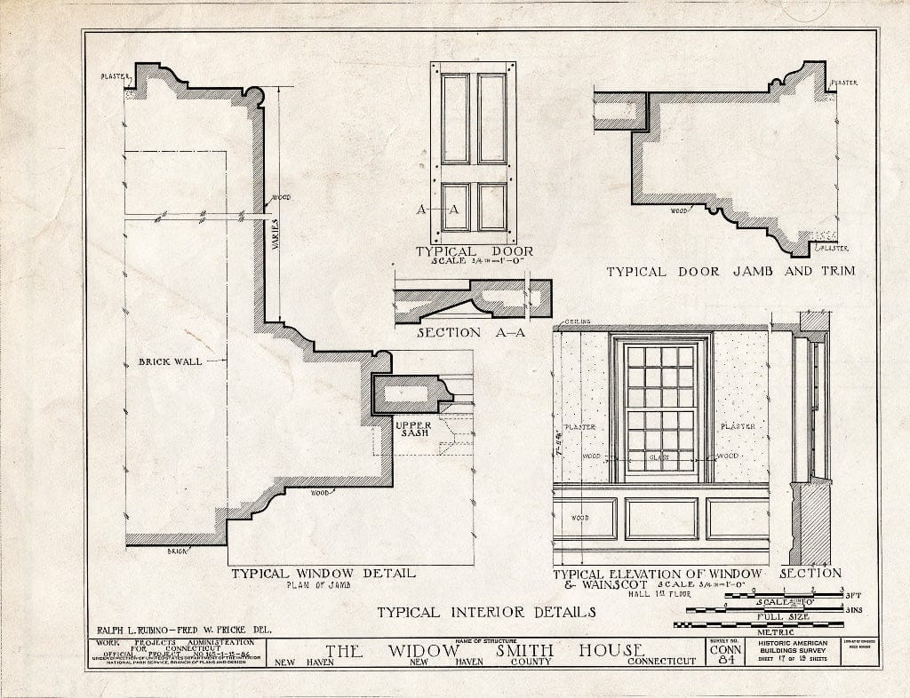 Blueprint HABS Conn,5-NEWHA,10- (Sheet 17 of 19) - Widow Smith House, 1706 Quinnipiac Avenue, New Haven, New Haven County, CT