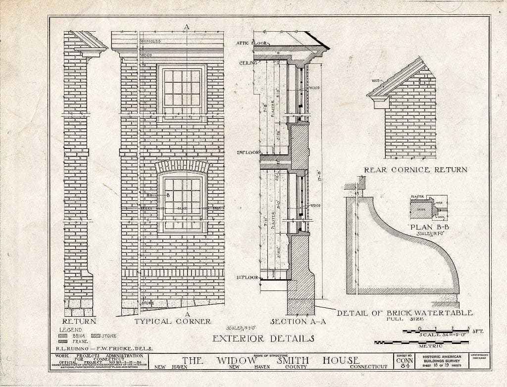 Blueprint HABS Conn,5-NEWHA,10- (Sheet 18 of 19) - Widow Smith House, 1706 Quinnipiac Avenue, New Haven, New Haven County, CT