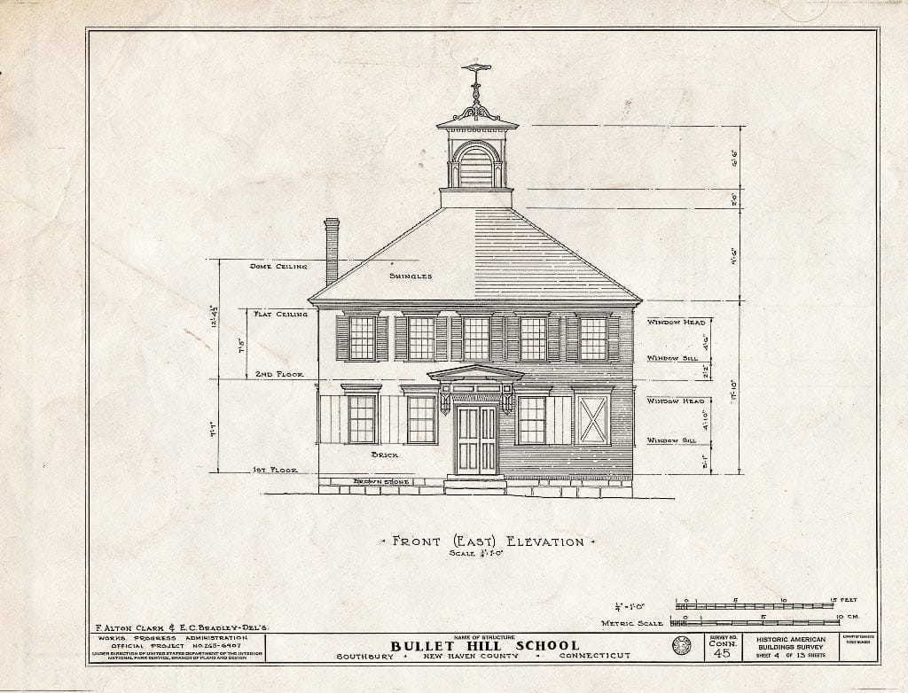 Blueprint HABS Conn,5-SOUB,7- (Sheet 4 of 13) - Bullet Hill School, U.S. Routes 6 & 202, Southbury, New Haven County, CT