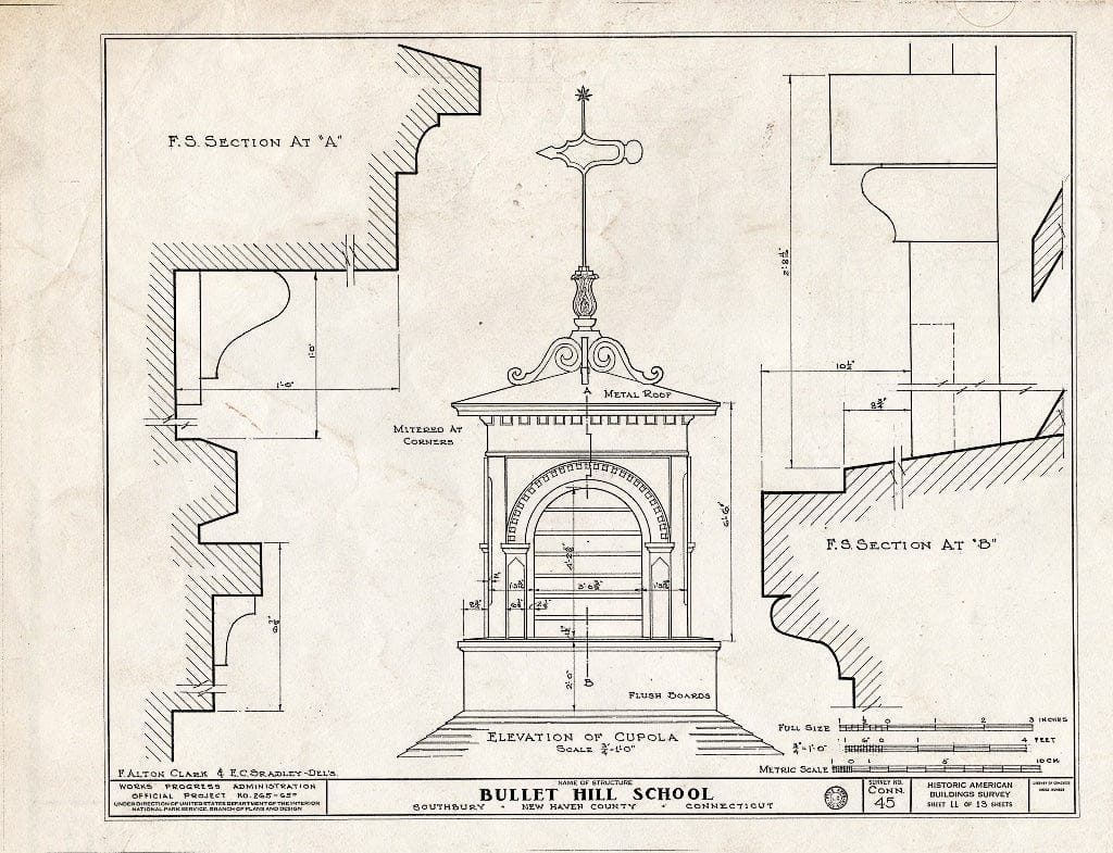 Blueprint HABS Conn,5-SOUB,7- (Sheet 11 of 13) - Bullet Hill School, U.S. Routes 6 & 202, Southbury, New Haven County, CT