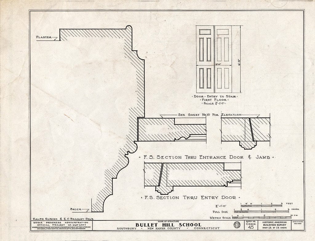Blueprint HABS Conn,5-SOUB,7- (Sheet 13 of 13) - Bullet Hill School, U.S. Routes 6 & 202, Southbury, New Haven County, CT