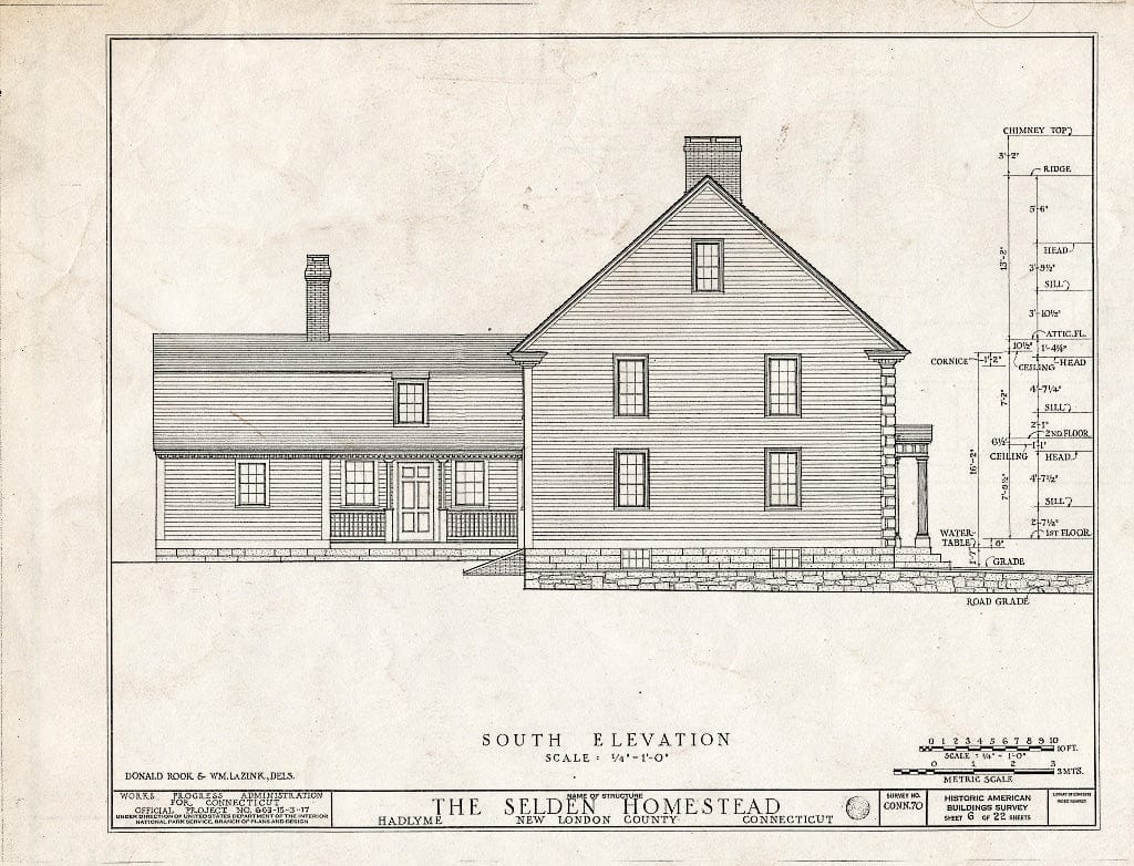 Blueprint HABS Conn,6-HADLY,2- (Sheet 6 of 22) - Colonel Samuel Selden Homestead, Selden's Neck, Hadlyme, New London County, CT